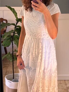Women's White Embroidered Maxi Dress